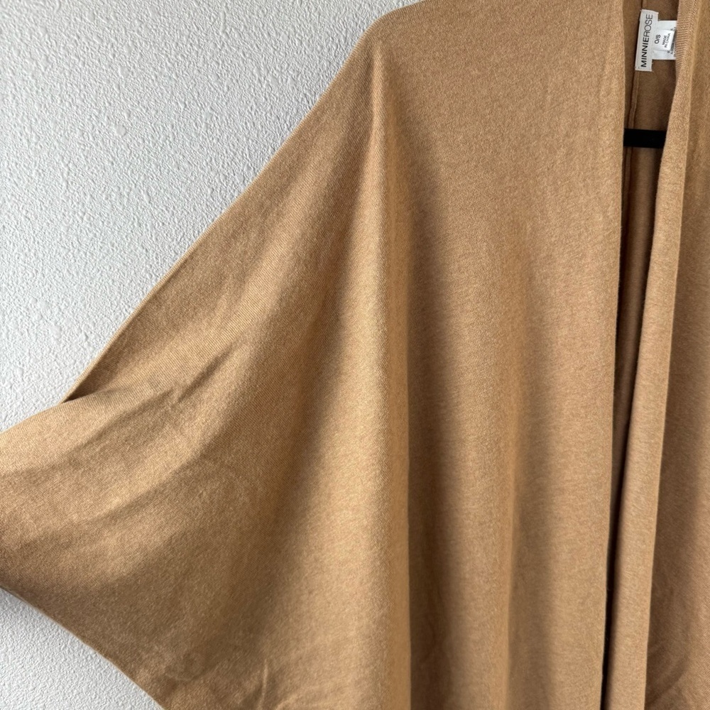 Minnie Rose Cotton Cashmere Topper Knit Cardigan Sweater Brown Sugar One Size - Picture 6 of 13